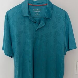 Tommy Bahama Island Zone Blue Polo with Pineapple Pattern